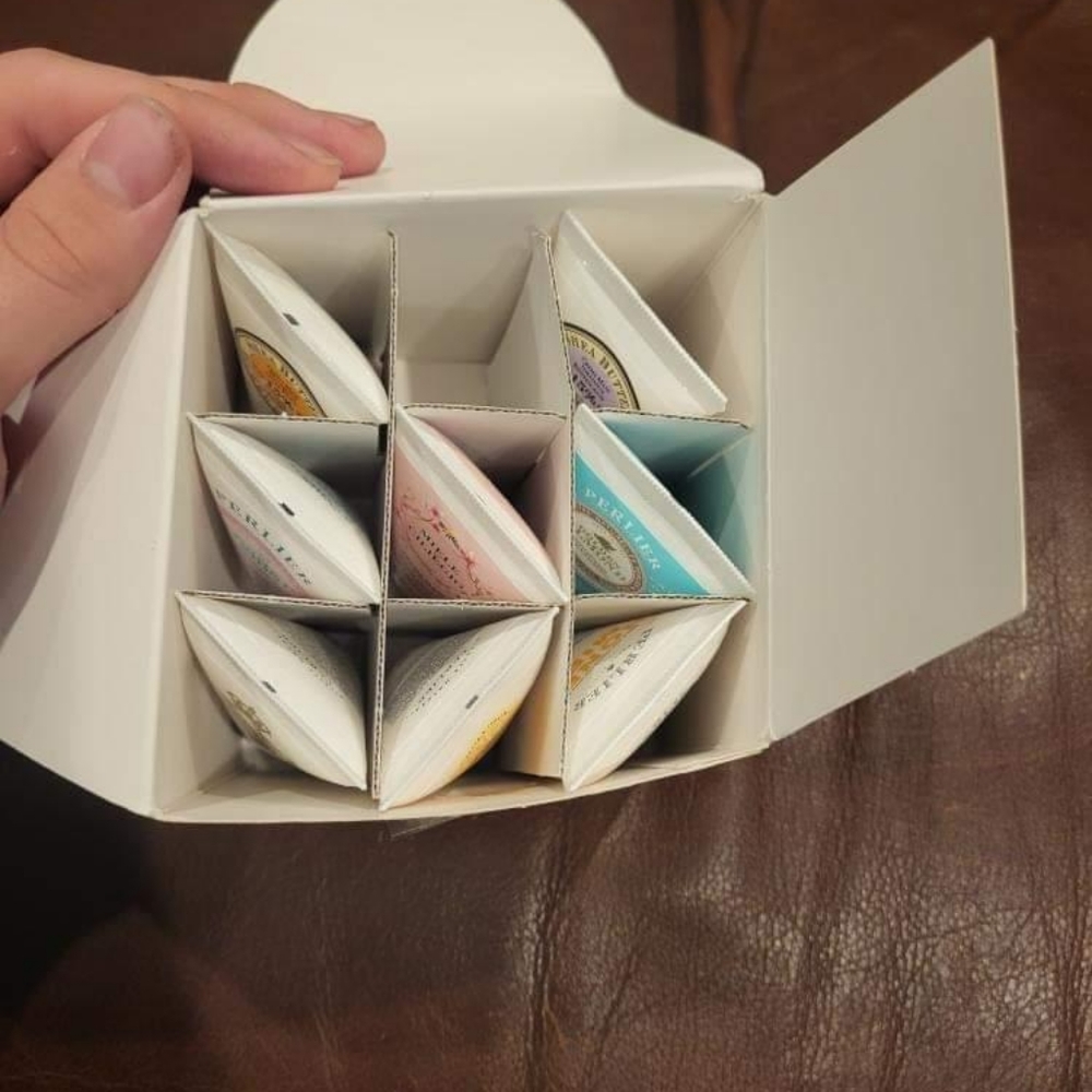 Various Hans lotions.  One of 9 missing. Pocket book size.